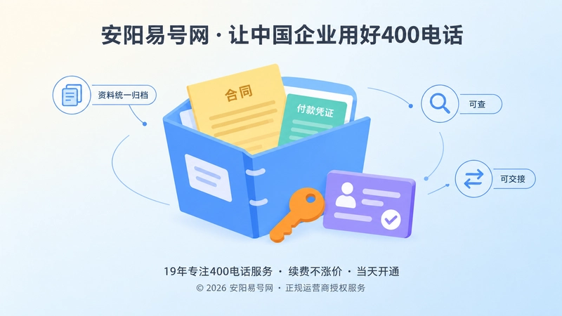 合同凭证与后台权限集中归档的企业通信资产档案插画